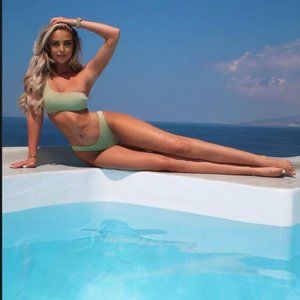 Lime one shoulder bikini swimsuit high cut